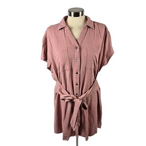 Bae Flax-Blend Short Sleeve Dress
